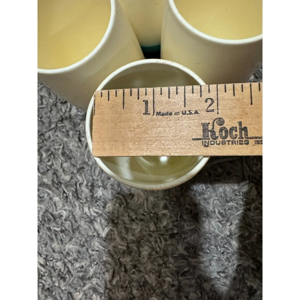 Vintage Vacron Bopp-Decker Plastics Set of 10 Tumblers‎ Cream Turquoise MCM USA